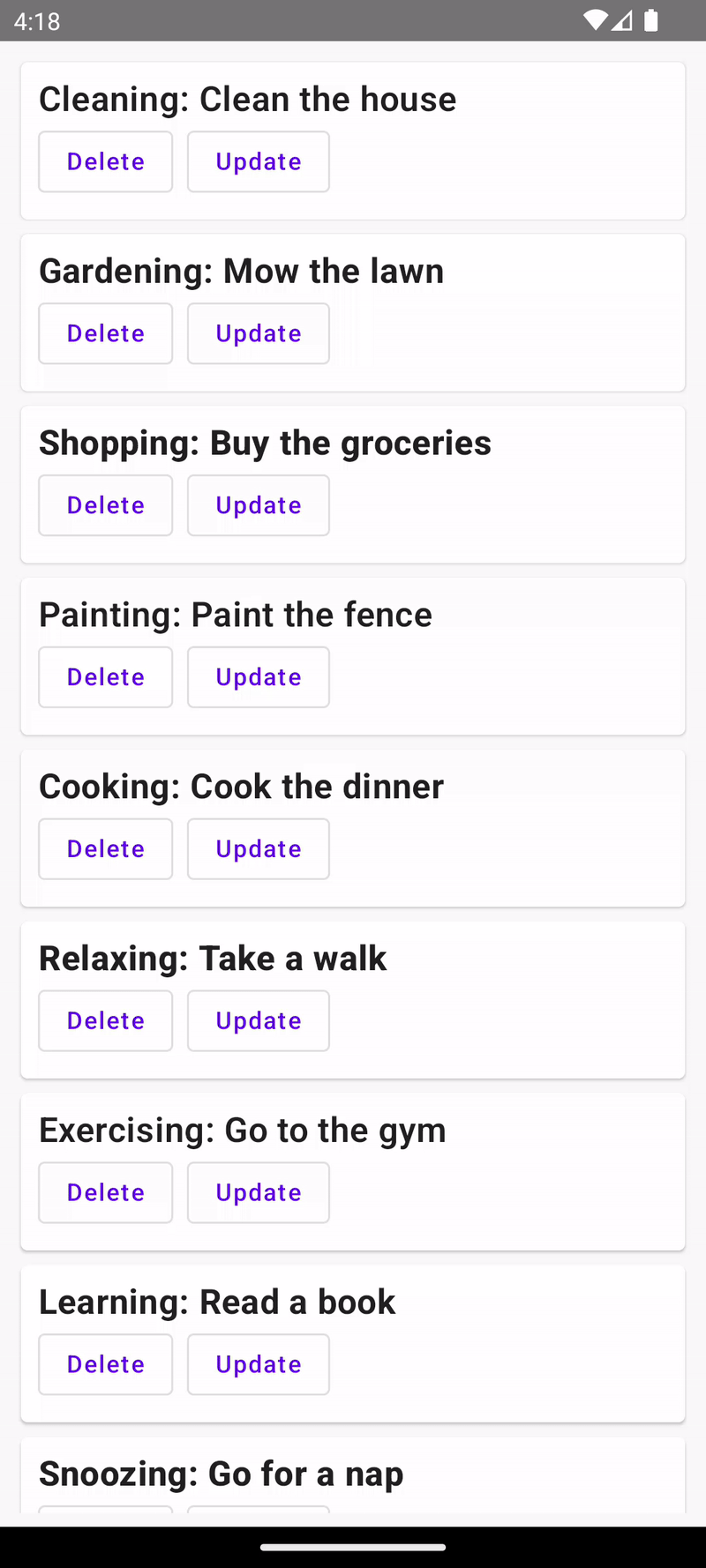 App running on Android with improved UI