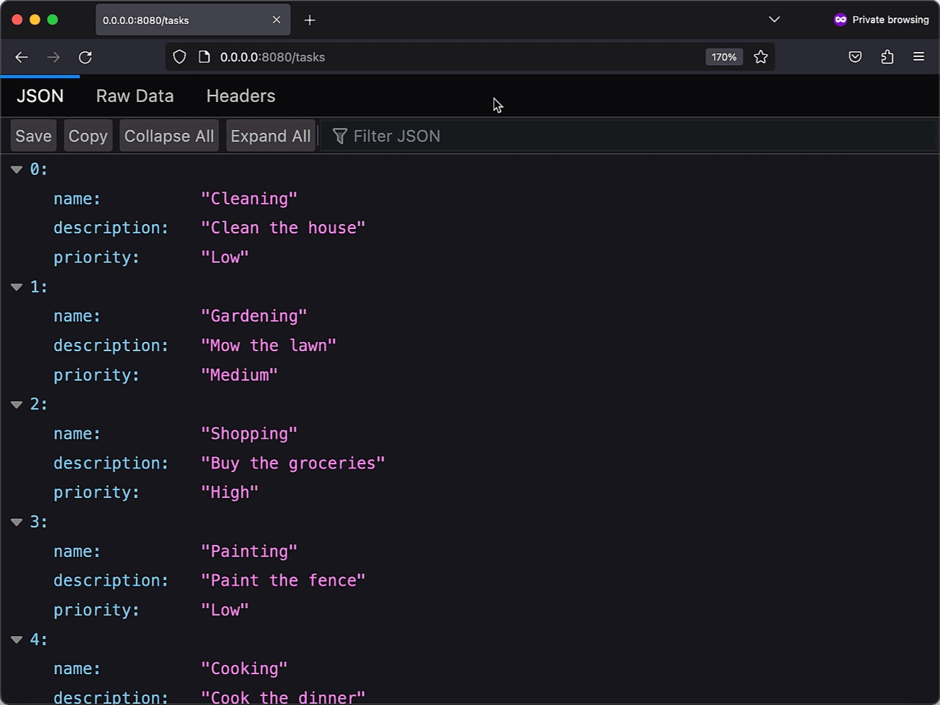 Server response in browser