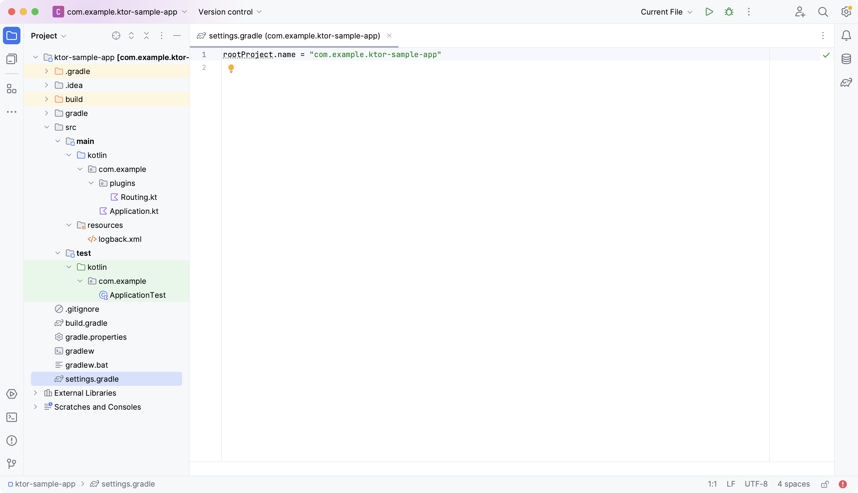 Generated Ktor project view in IDE Generated Ktor project view in IDE