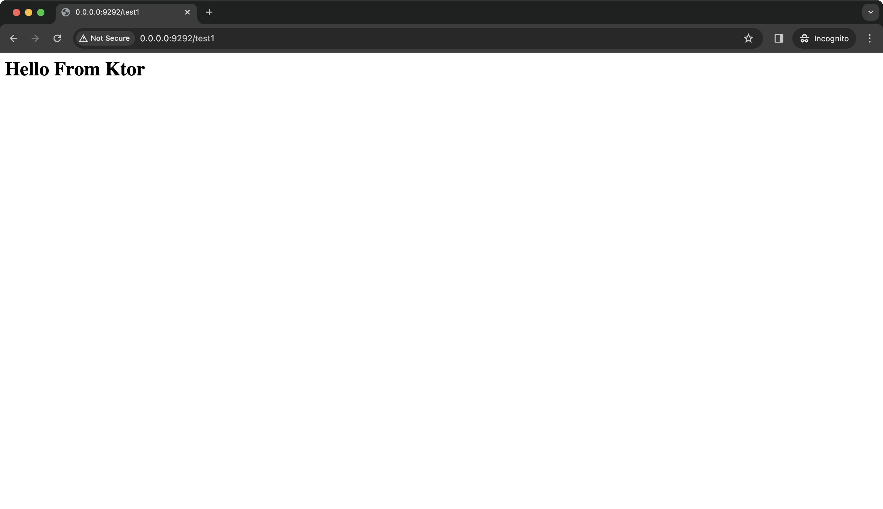A browser screen displaying Hello from Ktor