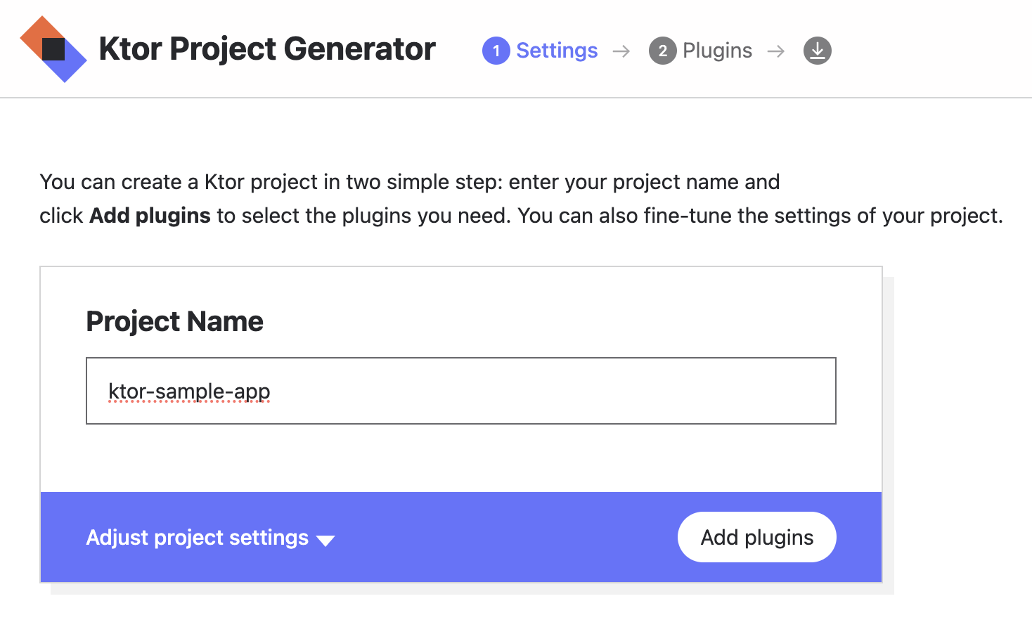 Ktor Project Generator with Project Name ktor-sample-app