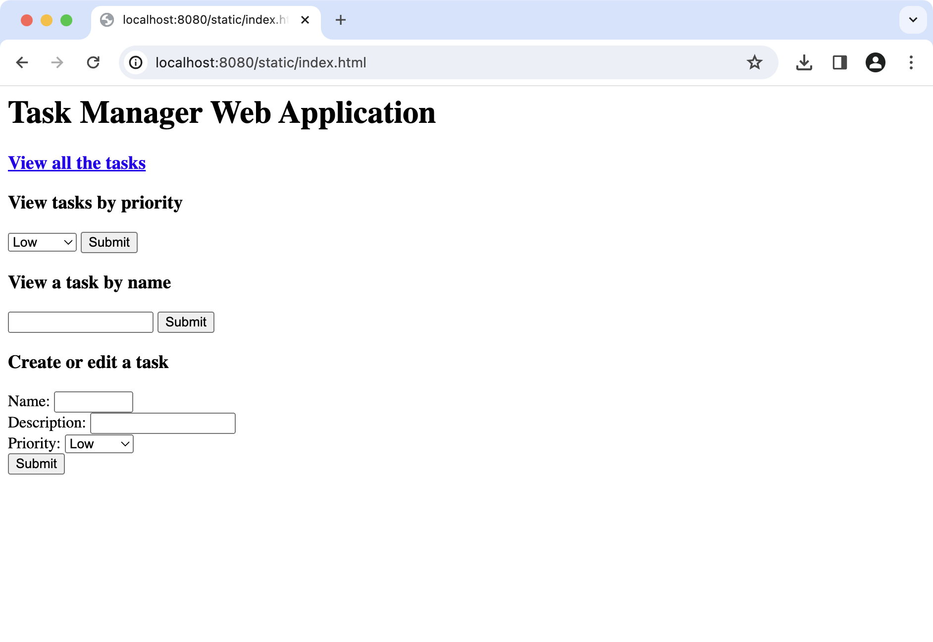 A web browser displaying an HTML form