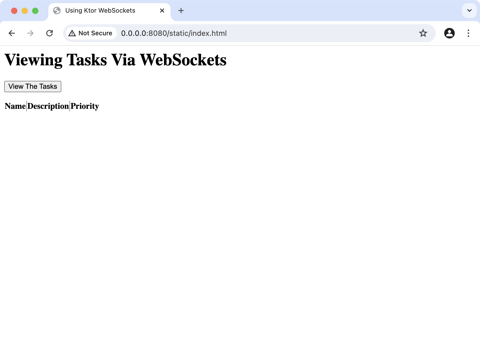 A web browser page displaying an HTML form with one button